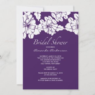 Trendy Purple &amp; White Floral Bridal Shower Invite