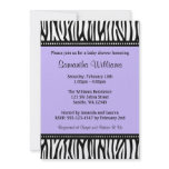 Trendy Purple Zebra Girl Baby Shower Invitations