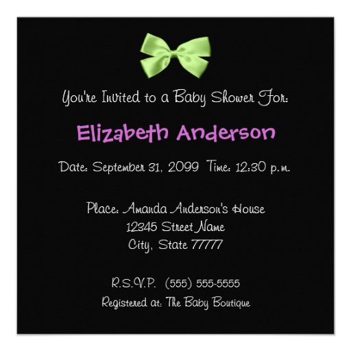 Trendy Purple Zebra Print And Ribbon Baby Shower Custom Invite