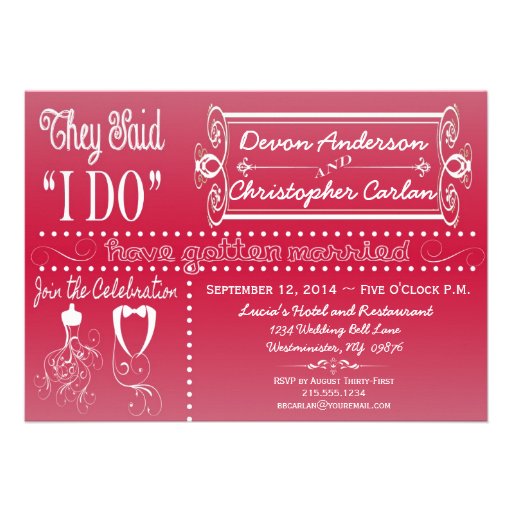 Trendy Reception Only Chalkboard Invitation