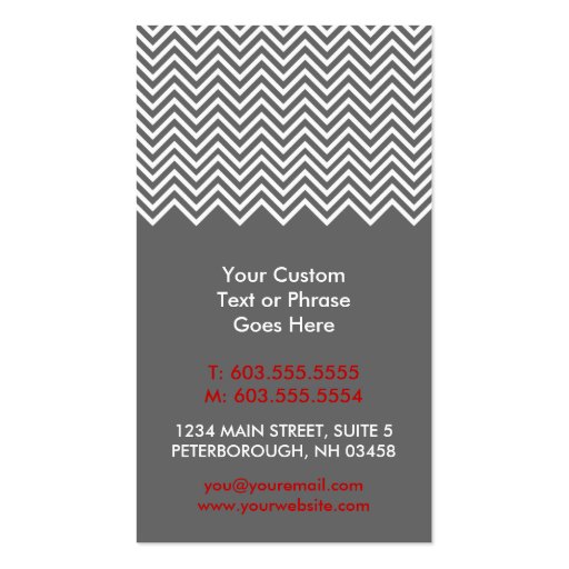 Trendy Red and Gray Chevron Business Cards (back side)