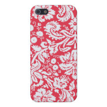 Trendy Red Damask Pattern Case For iPhone 5