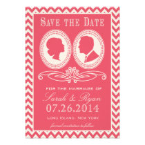 Trendy Rose Chevron & Script Save the Date invitations