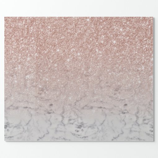 Trendy Rose Gold Glitter Ombre White Marble Wrapping Paper Zazzle