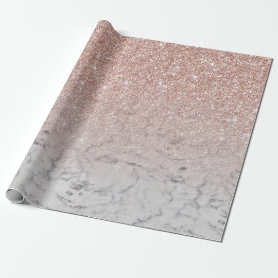 Trendy Rose Gold Glitter Ombre White Marble Wrapping Paper Zazzle