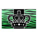 trendy royal emerald green and black zebra print business cards