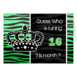 trendy royal emerald green and black zebra print cards