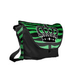 trendy royal emerald green and black zebra print messenger bags