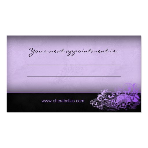 Trendy Salon Spa Floral Appointment Card Purple Business Card Template (back side)