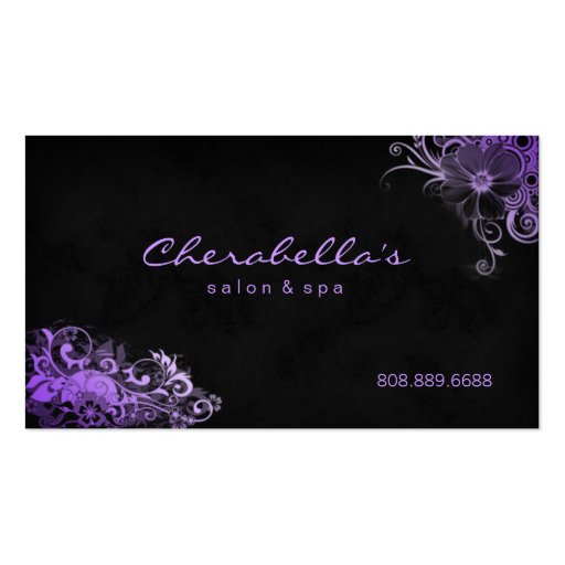 Trendy Salon Spa Floral Appointment Card Purple Business Card Template (front side)