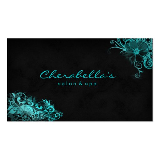 Trendy Salon Spa Floral Business Card Bright Blue (front side)