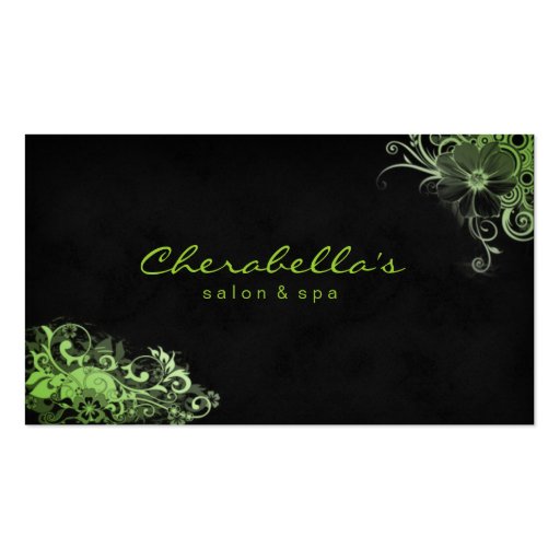 Trendy Salon Spa Floral Business Card Lime Green (front side)