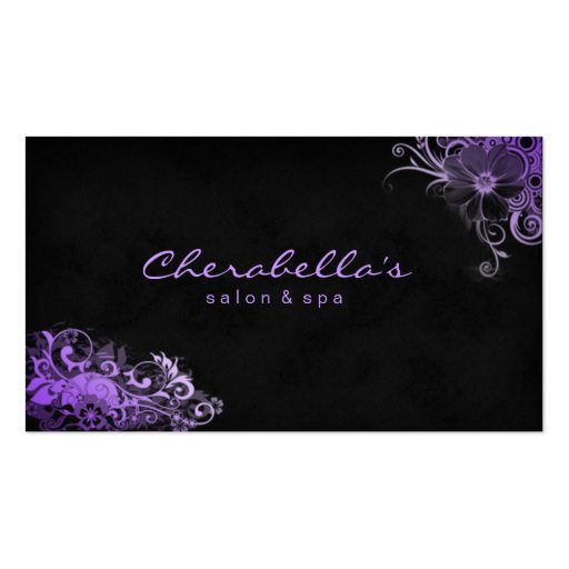 Trendy Salon Spa Floral Business Card Purple (front side)