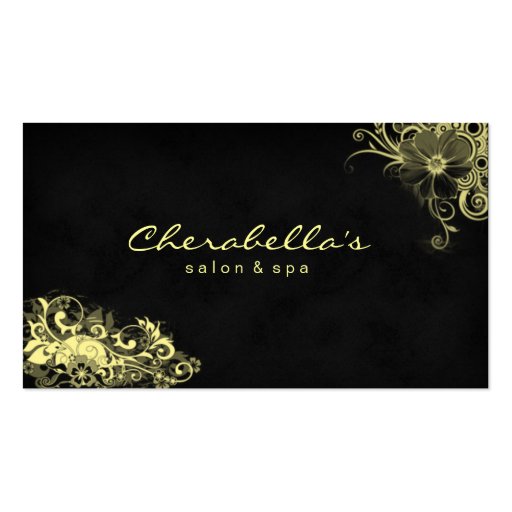 Trendy Salon Spa Floral Business Card Yellow (front side)