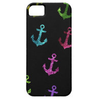 Trendy sparking anchors in black background iPhone 5 case