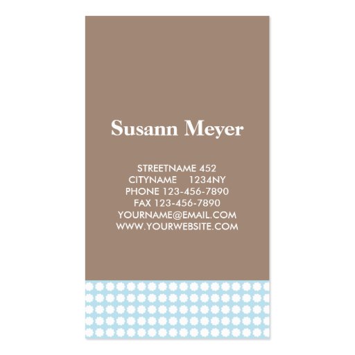 TRENDY SPORTY CUTE GIRLS BUSINESS CARD TEMPLATE (back side)
