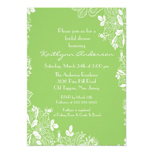 Trendy Spring Green Floral Bridal Shower Invite