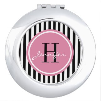 Trendy Stripes Personalized Compact Mirror