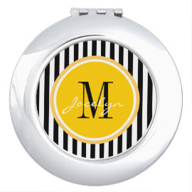 Trendy Stripes Personalized Compact Mirror
