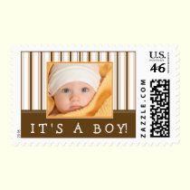 Trendy Stripes Photo Baby Stamp (orange/brown) stamps