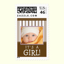 Trendy Stripes Photo Baby Stamp (purple/brown) stamps