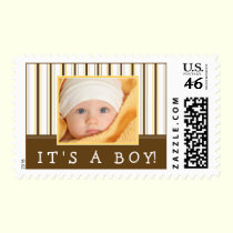 Trendy Stripes Photo Baby Stamp (yellow/brown) stamps