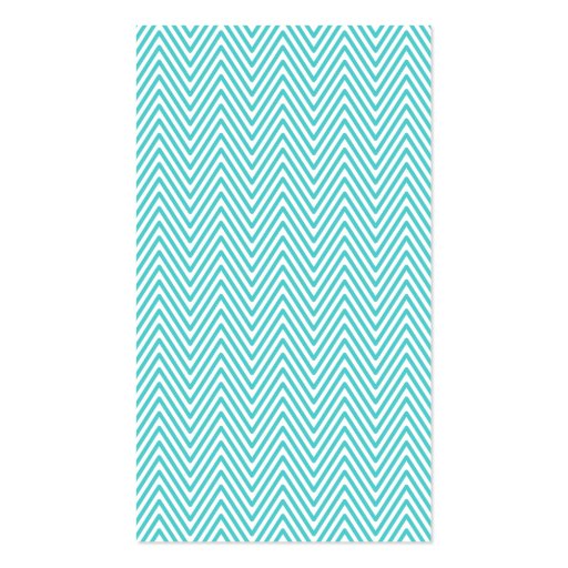 Trendy stylish aqua blue chevron pattern, vertical business card (back side)