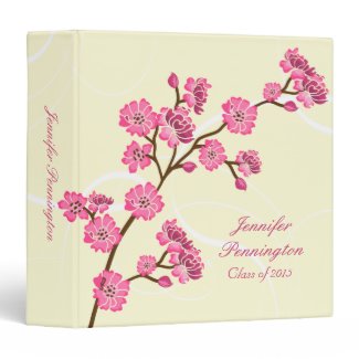 Trendy stylish cherry blossom graduation binder