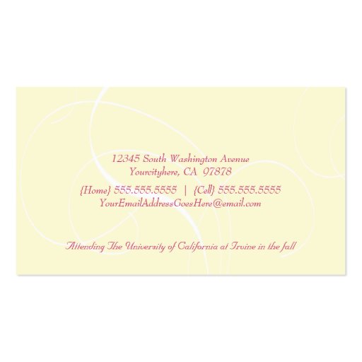 Trendy stylish cherry blossom graduation name card business card template (back side)