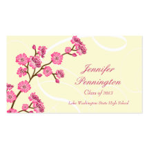 Trendy stylish cherry blossom graduation name card business card template