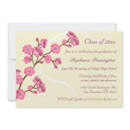 Trendy stylish cherry blossom graduation party zazzle_invitation