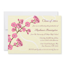 Trendy stylish cherry blossom graduation party invitation