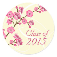 Trendy stylish cherry blossom graduation stickers zazzle_sticker