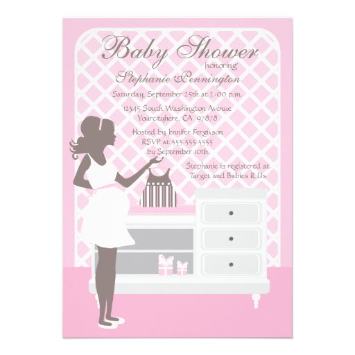 Trendy stylish pink baby shower nursery invitation