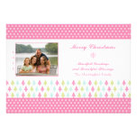 Trendy stylish pink Christmas trees photo card Personalized Announcement