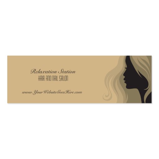 Trendy stylish silhouette salon spa business card (front side)