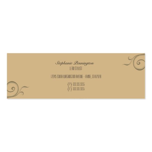 Trendy stylish silhouette salon spa business card (back side)