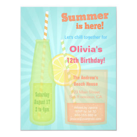Trendy Summer Drinks Birthday Party Invitations