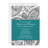 Trendy Teal Paisley Engagement Party Invitations invitation