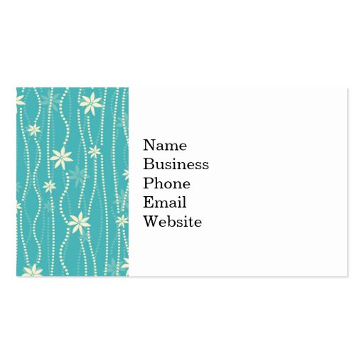 Trendy Teal Summer Flower Pattern Business Card Template (front side)