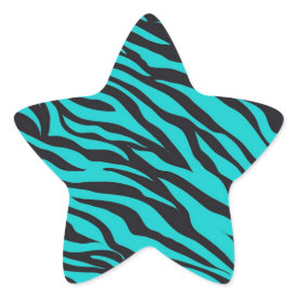 Trendy Teal Turquoise Black Zebra Stripes Sticker