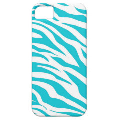 Trendy Teal White Zebra Stripes Wild Animal Prints iPhone 5 Cover