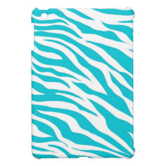 Trendy Teal White Zebra Stripes Wild Animal Prints iPad Mini Cover
