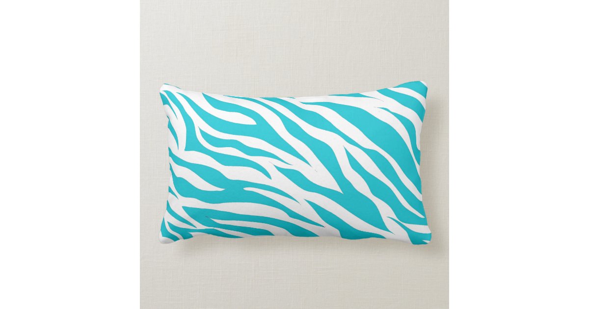Trendy Teal White Zebra Stripes Wild Animal Prints Lumbar Pillow Zazzle