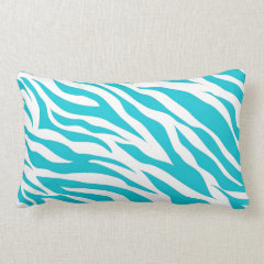 Trendy Teal White Zebra Stripes Wild Animal Prints Throw Pillow