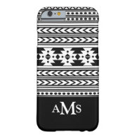 Trendy Tribal Aztec Pattern Monogrammed Black Barely There iPhone 6 Case