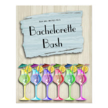 Trendy Tropical Umbrella Drinks Custom Invitation