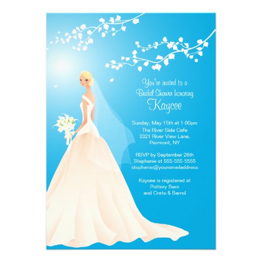 Trendy Turquoise BLONDE Bride Bridal Shower Invite (front side)