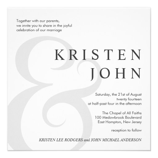 Trendy Typography Modern Wedding Invitations