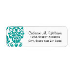 Trendy Victorian Aqua Blue Lace Damask Return Address Labels